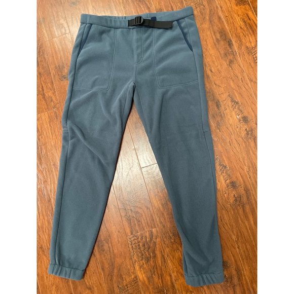 Edgevale Campfire Fleece Jogger Sweatpants Mens L Blue USA Made Belted - Picture 1 of 7